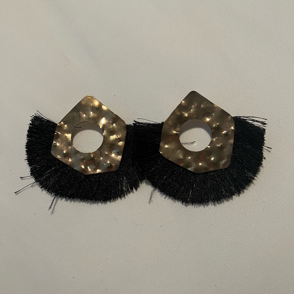 Black and Gold large statement earrings